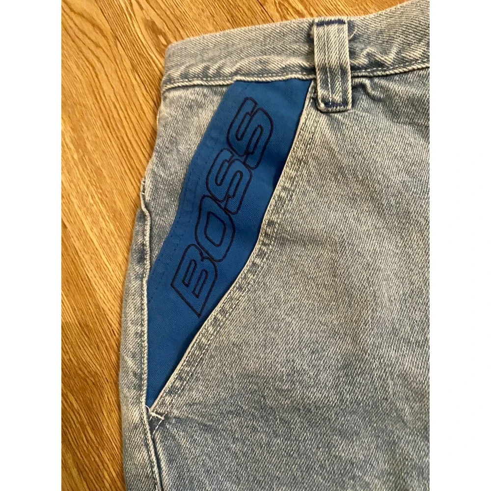 Boss Jean Shorts VTG Distressed Side Spell Outs‎ Men's Sz 38 Faded Look Y2K
